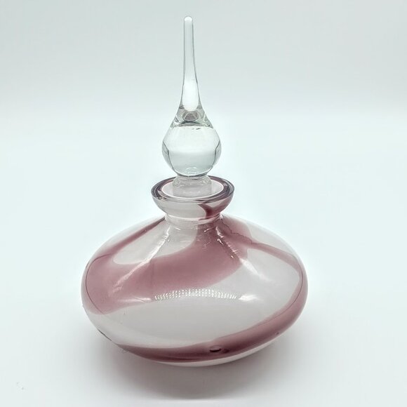 Vintage Other - Vintage Mauve Pink White Swirl Art Glass Perfume Bottle